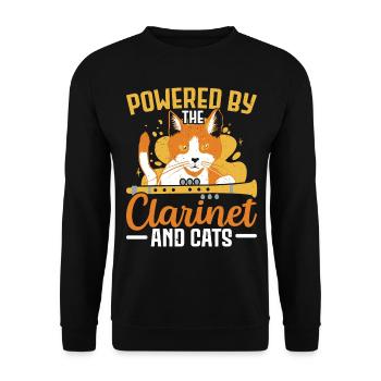 Powered by Clarinet and Cats Clarinetist Musi - Unisex Sweatshirt - black - Front - Alina (178cm) & Michal (187cm)