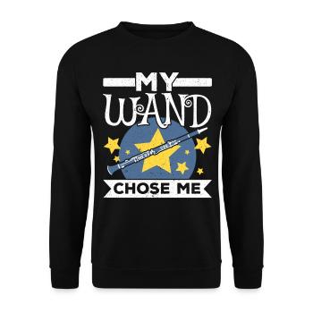 Mein Stab hat mich gewählt Klarinettenspieler Musi - Unisex Pullover - Schwarz - Vorne - Alina (178cm) & Michal (187cm)
