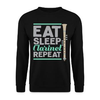 Eat Sleep Clarinet Repeat Klarinette Klarinettist - Unisex Sweatshirt - black - Front - Alina (178cm) & Michal (187cm)