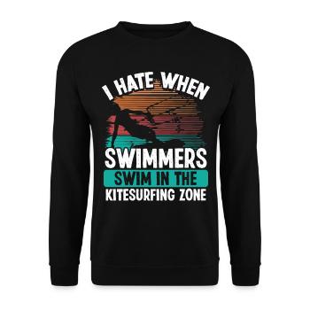 Kiteboarder Funny I hate Swimmers Sarcastic Humor - Unisex Pullover - Schwarz - Vorne - Alina (178cm) & Michal (187cm)