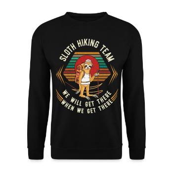 Retro Vintage Sloth Hiking Team We Will Get There - Unisex Pullover - Schwarz - Vorne - Alina (178cm) & Michal (187cm)