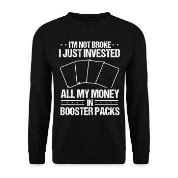 Trading Card Collecting broke Money Card Game - Unisex Sweatshirt - black - Front - Alina (178cm) & Michal (187cm)