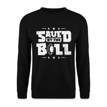 Fußball gerettet von Thr Sports Fußballspieler - Unisex Pullover - Schwarz - Vorne - Alina (178cm) & Michal (187cm)