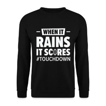 Fußball Wenn es regnet, erzielt er seine Punkte - Unisex Pullover - Schwarz - Vorne - Alina (178cm) & Michal (187cm)