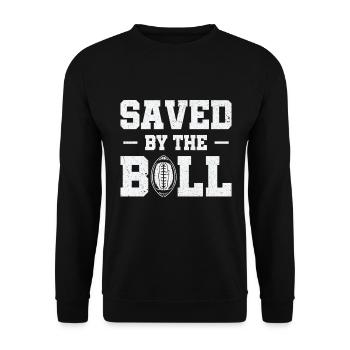 Fußball gerettet von Thr Sports Fußballspieler - Unisex Pullover - Schwarz - Vorne - Alina (178cm) & Michal (187cm)