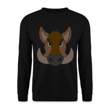 Motif animal de sanglier Imprimé avec sanglier - Sweat-shirt Unisexe - noir - Devant - Alina (178cm) & Michal (187cm)