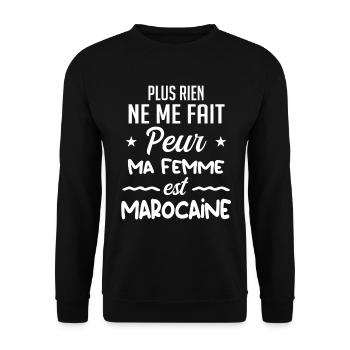 Rien ne me fait peur ma femme est Marocaine - Sweat-shirt Unisexe - noir - Devant - Alina (178cm) & Michal (187cm)