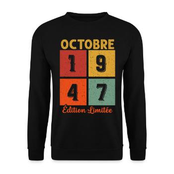 Vintage Cadeau D'anniversaire En Octobre 1947 - Sweat-shirt Unisexe - noir - Devant - Alina (178cm) & Michal (187cm)