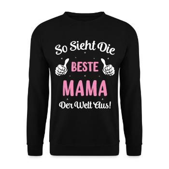 so sieht die beste Mama der Welt aus - Unisex Pullover - Schwarz - Vorne - Alina (178cm) & Michal (187cm)