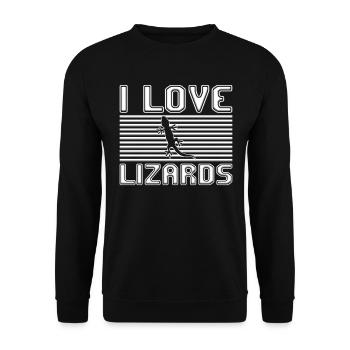 I love lizards - Unisex Pullover - Schwarz - Vorne - Alina (178cm) & Michal (187cm)