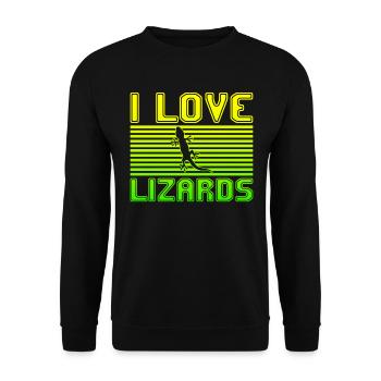 I love lizards - Unisex Pullover - Schwarz - Vorne - Alina (178cm) & Michal (187cm)