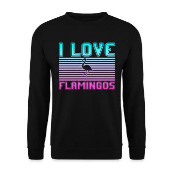 I love flamingos - Unisex Sweatshirt - black - Front - Alina (178cm) & Michal (187cm)