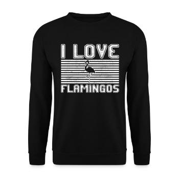 I love flamingos - Unisex Sweatshirt - black - Front - Alina (178cm) & Michal (187cm)