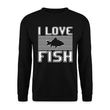 I love fish - Unisex Sweatshirt - black - Front - Alina (178cm) & Michal (187cm)