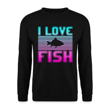 I love fish - Unisex Sweatshirt - black - Front - Alina (178cm) & Michal (187cm)