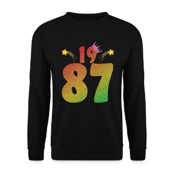 1987 LGBT Vintage Birthday Gift Idea - Unisex Sweatshirt - black - Front - Alina (178cm) & Michal (187cm)