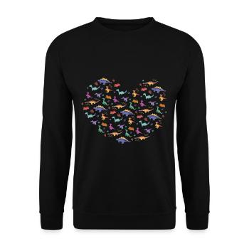 Un cœur pour les dinosaures dinosaures - Sweat-shirt Unisexe - noir - Devant - Alina (178cm) & Michal (187cm)