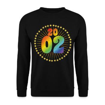 2002 LGBT Vintage Geburtstag Geschenkidee - Unisex Pullover - Schwarz - Vorne - Alina (178cm) & Michal (187cm)