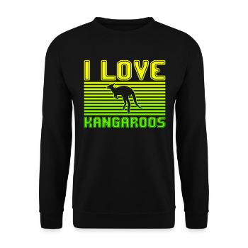 I love kangaroos - Unisex Pullover - Schwarz - Vorne - Alina (178cm) & Michal (187cm)