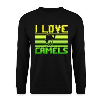 I love camels - Unisex Pullover - Schwarz - Vorne - Alina (178cm) & Michal (187cm)