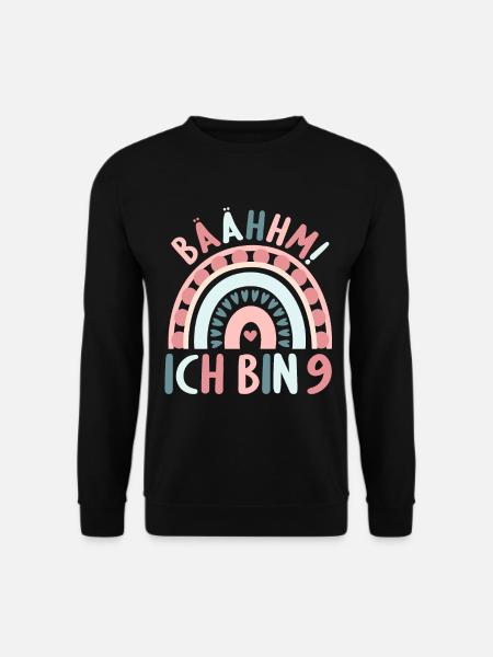 9 Jahre alt Rainbow Regenbogen 9. Geburtstag - Unisex Pullover - Schwarz
