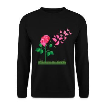 Rose Blumen Rosen Pflanzen Design - Unisex Pullover - Schwarz - Vorne - Alina (178cm) & Michal (187cm)