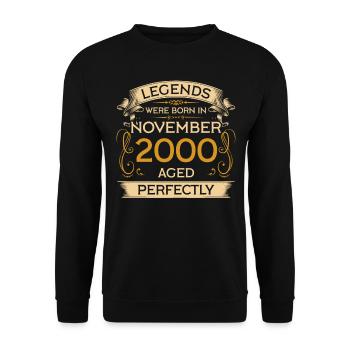 Birthday Legends were born in November 2000 - Unisex Sweatshirt - black - Front - Alina (178cm) & Michal (187cm)