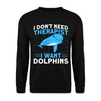 Dolphin Dolphin Lover Animal Dolphins Gift - Unisex Sweatshirt - black - Front - Alina (178cm) & Michal (187cm)