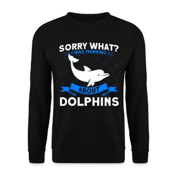 Dolphin Dolphin Lover Animal Dolphins Gift - Unisex Sweatshirt - black - Front - Alina (178cm) & Michal (187cm)