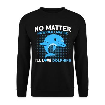 Dolphin Dolphin Lover Animal Dolphins Gift - Unisex Sweatshirt - black - Front - Alina (178cm) & Michal (187cm)