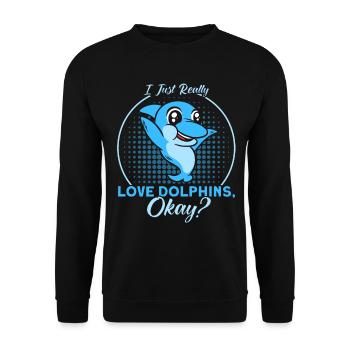 Dolphin Dolphin Lover Animal Dolphins Gift - Unisex Sweatshirt - black - Front - Alina (178cm) & Michal (187cm)
