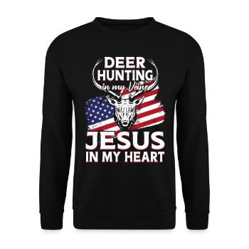 Chasseur de cerfs Buck Jesus - Sweat-shirt Unisexe - noir - Devant - Alina (178cm) & Michal (187cm)