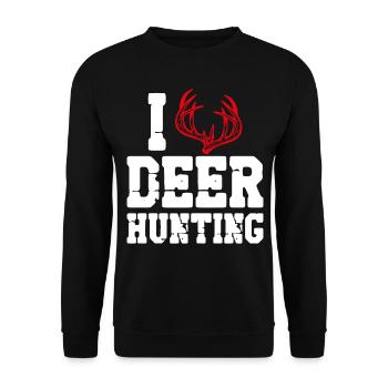Buck Deer Hunting Hunter Heart I - Unisex Sweatshirt - black - Front - Alina (178cm) & Michal (187cm)