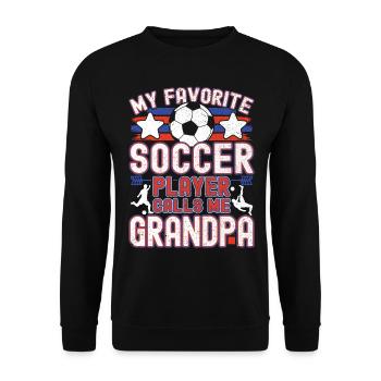Fußball Opa Großvater Soccer Grandpa Geschenk - Unisex Pullover - Schwarz - Vorne - Alina (178cm) & Michal (187cm)