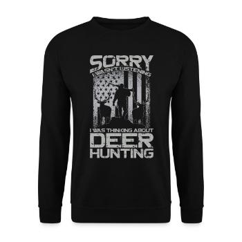 Buck Deer Hunting Hunter Vintage - Unisex Pullover - Schwarz - Vorne - Alina (178cm) & Michal (187cm)