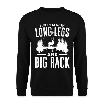 Chasseur de cerfs buck que j’aime - Sweat-shirt Unisexe - noir - Devant - Alina (178cm) & Michal (187cm)