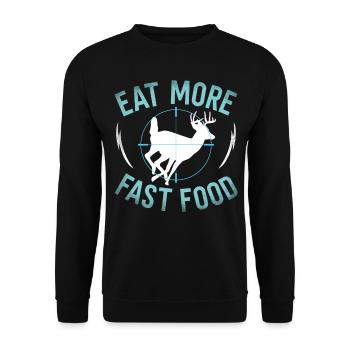 Buck Deer Hunting Hunter Eat More - Unisex Sweatshirt - black - Front - Alina (178cm) & Michal (187cm)