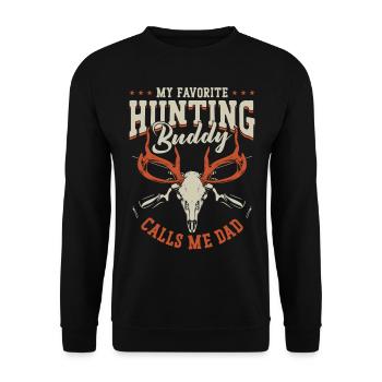 Buck Deer Hunting Hunter Dad - Unisex Sweatshirt - black - Front - Alina (178cm) & Michal (187cm)