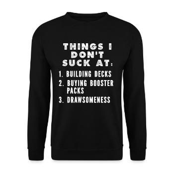Trading Card Game Collector Funny Things I Don't - Unisex Sweatshirt - black - Front - Alina (178cm) & Michal (187cm)
