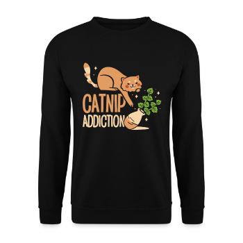Dépendance à l’herbe à chat Propriétaire de chat Animal de compagnie - Sweat-shirt Unisexe - noir - Devant - Alina (178cm) & Michal (187cm)