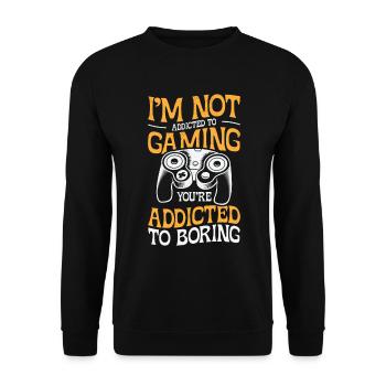 Gaming Addiction Gamer Playing Videogame - Unisex Sweatshirt - black - Front - Alina (178cm) & Michal (187cm)