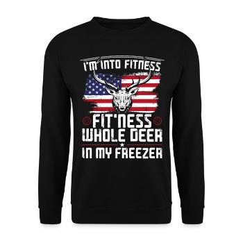 Buck Deer Hunting Hunter American - Unisex Sweatshirt - black - Front - Alina (178cm) & Michal (187cm)