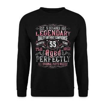 Vintage 55 Aged Perfectly Women on 55th Birthday - Unisex Sweatshirt - black - Front - Alina (178cm) & Michal (187cm)