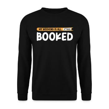 My Weekend Is All Booked Bookworm - Unisex Sweatshirt - black - Front - Alina (178cm) & Michal (187cm)