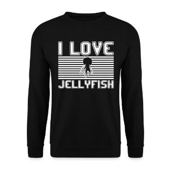 I love jellyfish - Unisex Pullover - Schwarz - Vorne - Alina (178cm) & Michal (187cm)