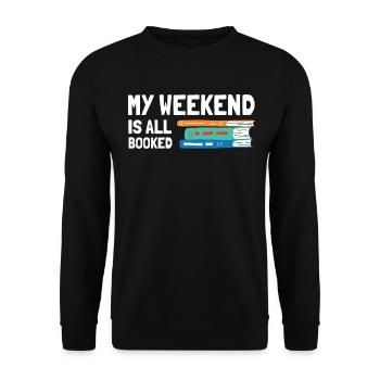 My Weekend Is All Booked Bookworm - Unisex Sweatshirt - black - Front - Alina (178cm) & Michal (187cm)
