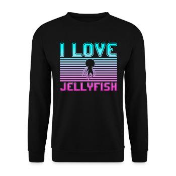I love jellyfish - Unisex Pullover - Schwarz - Vorne - Alina (178cm) & Michal (187cm)