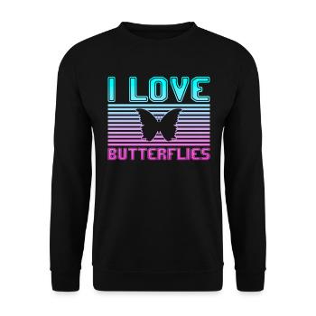 I love butterflies - Unisex Pullover - Schwarz - Vorne - Alina (178cm) & Michal (187cm)