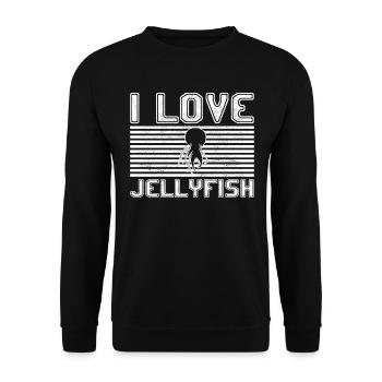 I love jellyfish - Unisex Pullover - Schwarz - Vorne - Alina (178cm) & Michal (187cm)