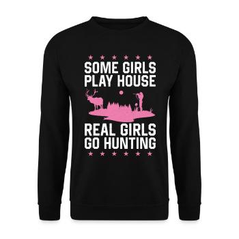 Buck Deer Hunting Hunter Girl Some - Unisex Sweatshirt - black - Front - Alina (178cm) & Michal (187cm)